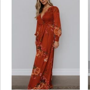 Baltic Born LYDIA MAXI DRESS IN RUST FLORAL